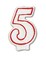 Party Central Pack of 6 White and Red Numeral &#x22;5&#x22; Decorative Birthday Party Candles